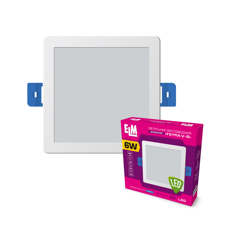 Світильник стельовий вбудований світлодіодний ELM Tetra V 6Вт 4000К IP20